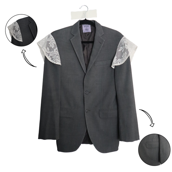 Upcycled Blazer w/ Lace